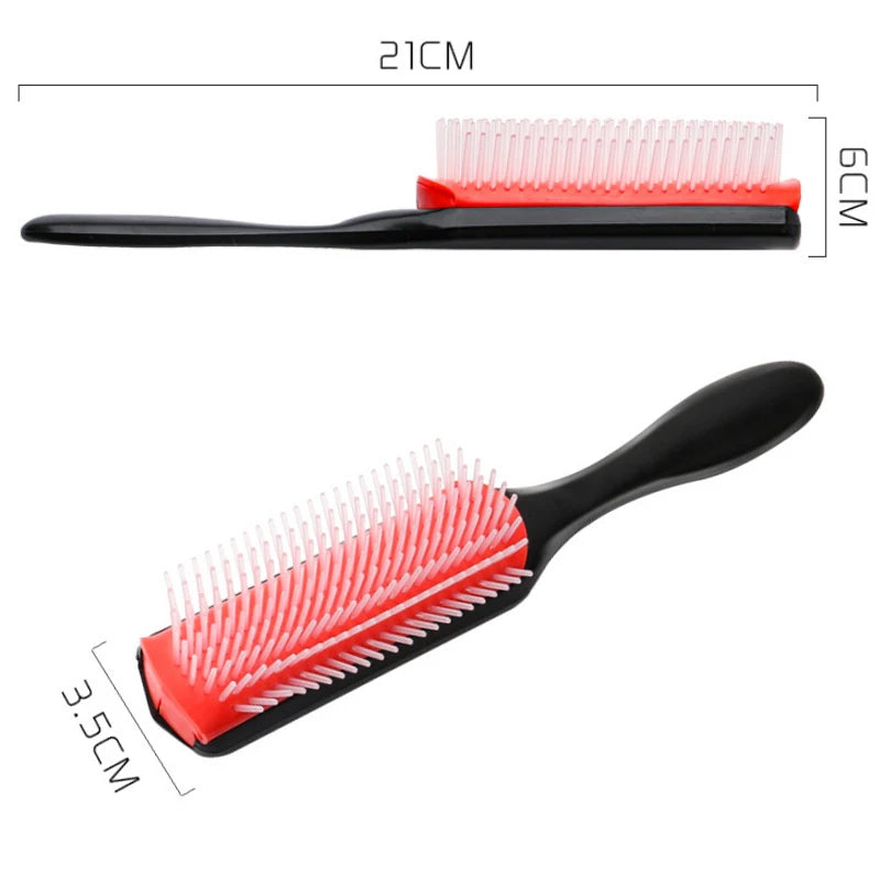 4-Color 9-Row Denman Brush – Detangling & Styling Hairbrush for Wet or Curly Hair