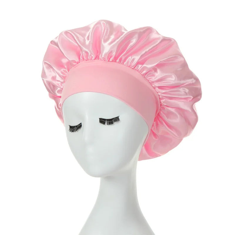 Women's Satin Sleep Cap – Double Layer Hair Cover & Shower Cap for Curly Hair