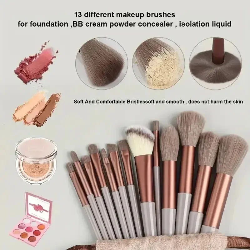 13-Piece Colorful Makeup Brush Set – Eyeshadow, Foundation & Blush Tools