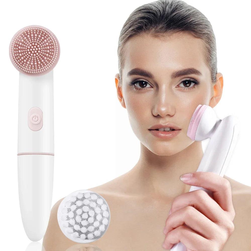 Electric Facial Cleaner – 2-in-1 Silicone Cleansing Brush & Massager for Spa Skin Care