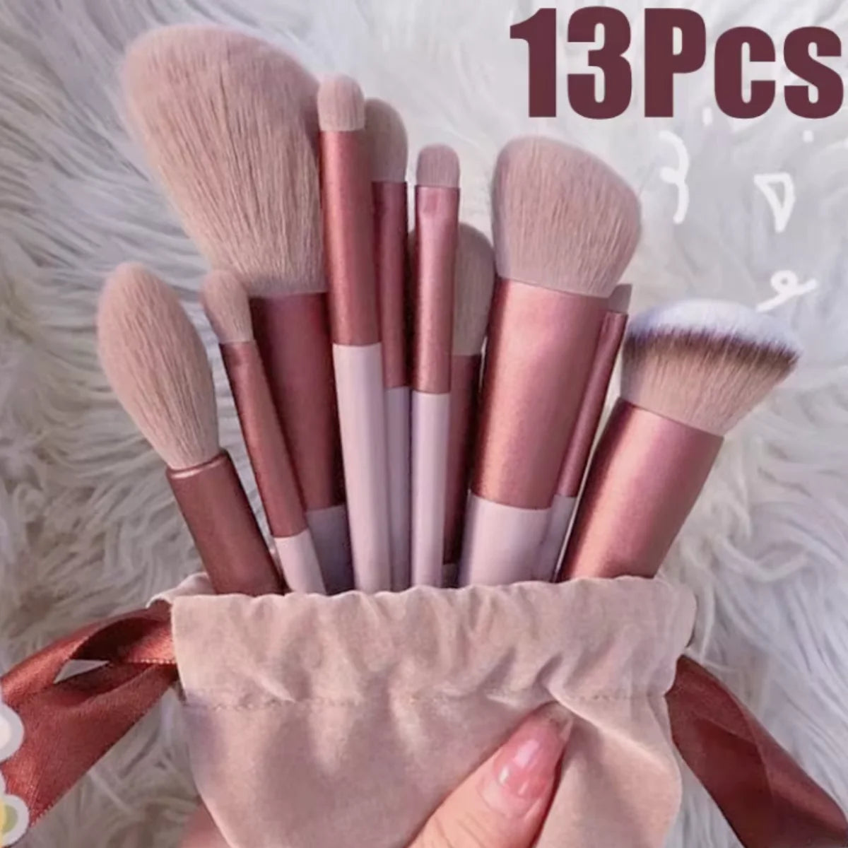 13-Piece Makeup Brush Set – Eyeshadow, Foundation, Blush & Cosmetic Tools with Bag