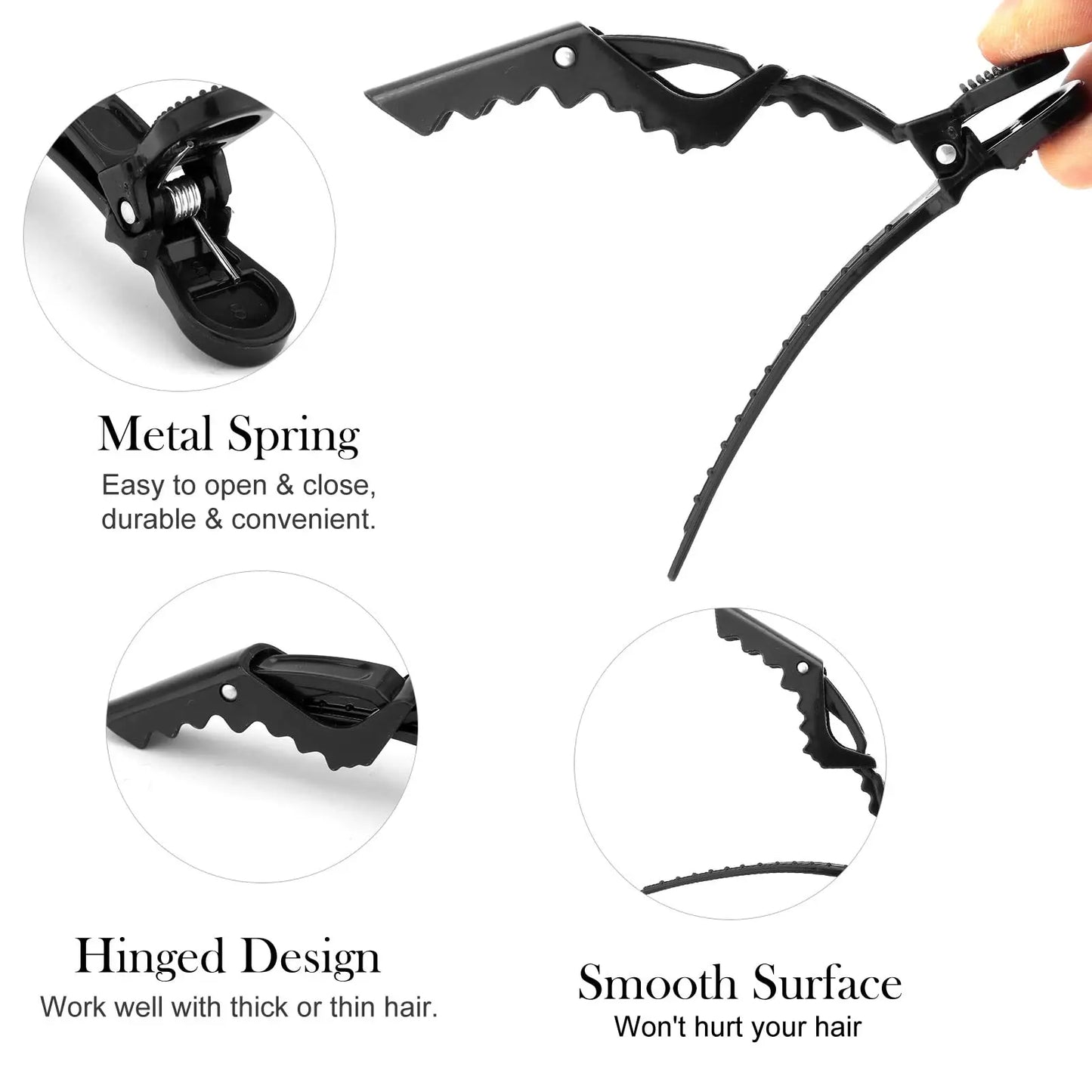 6-Pack Plastic Hair Clips – Hairdressing Clamps & Alligator Clips for Salon Styling