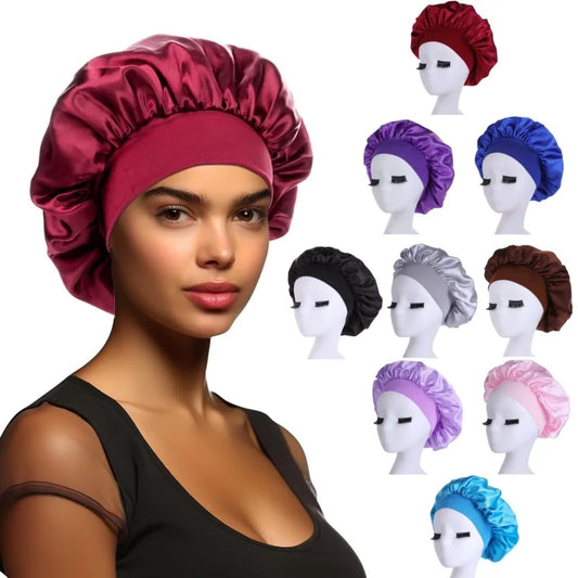 Women's Satin Sleep Cap – Double Layer Hair Cover & Shower Cap for Curly Hair