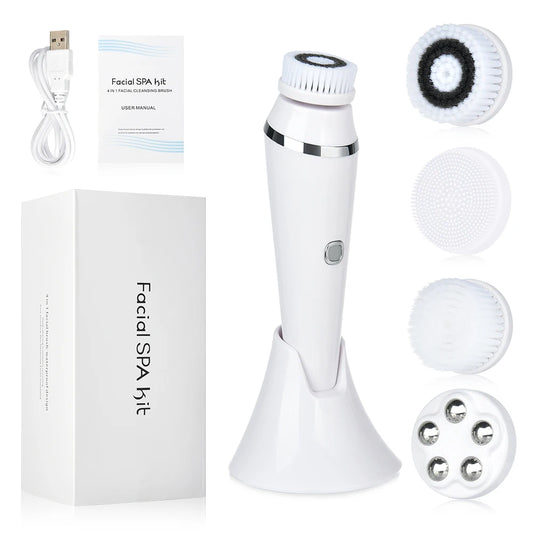 4-in-1 Ultrasonic Electric Face Cleansing Brush – Portable Exfoliating & Pore Cleaner