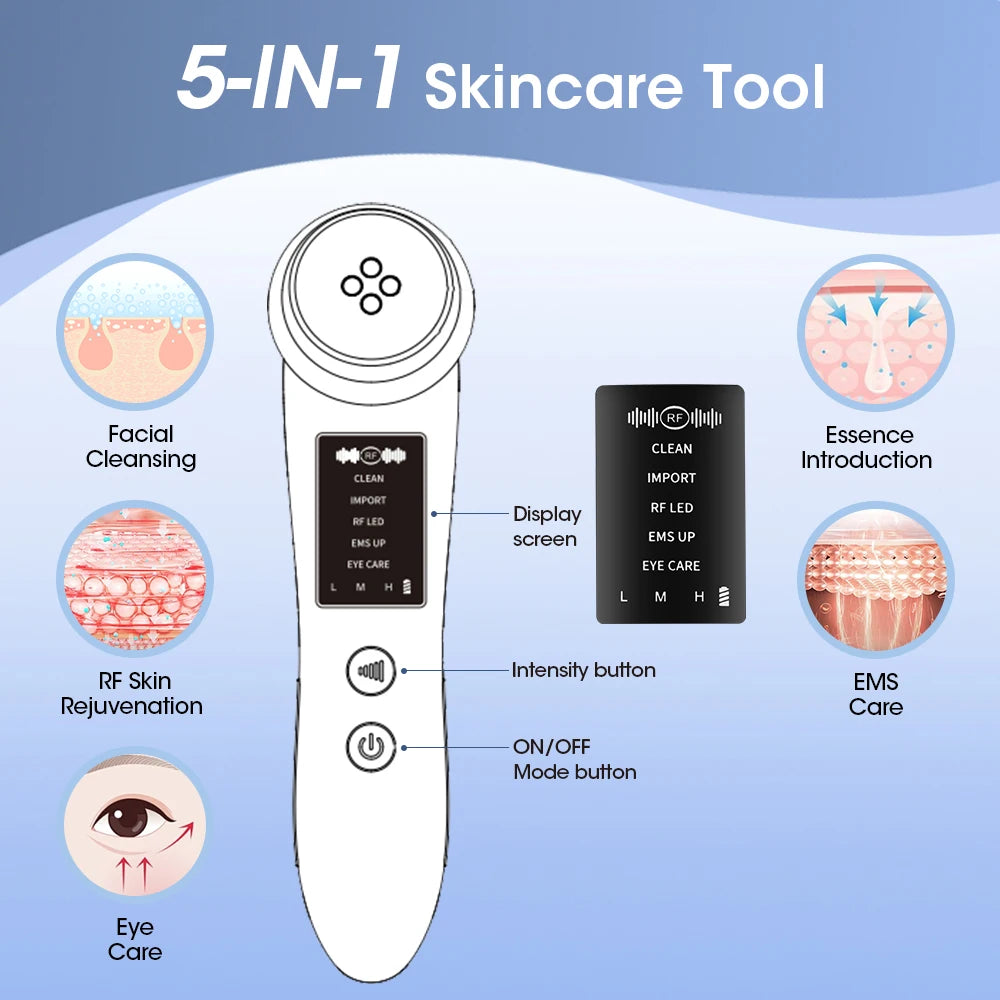 5-in-1 EMS Face Lifting Machine – Portable LED Facial Massager for Skincare & Tightening