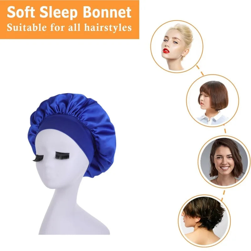 Women's Satin Sleep Cap – Double Layer Hair Cover & Shower Cap for Curly Hair