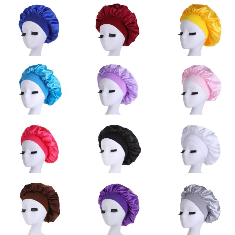 Women's Satin Sleep Cap – Double Layer Hair Cover & Shower Cap for Curly Hair