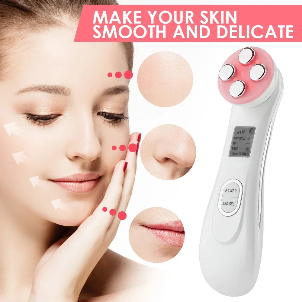 5-in-1 LED Skin Tightening Device – EMS Photon Therapy for Face Lifting & Spa Treatments