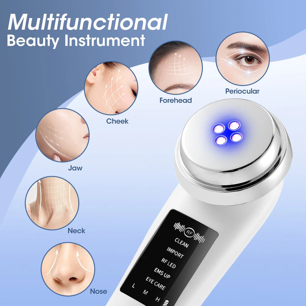 5-in-1 EMS Face Lifting Machine – Portable LED Facial Massager for Skincare & Tightening